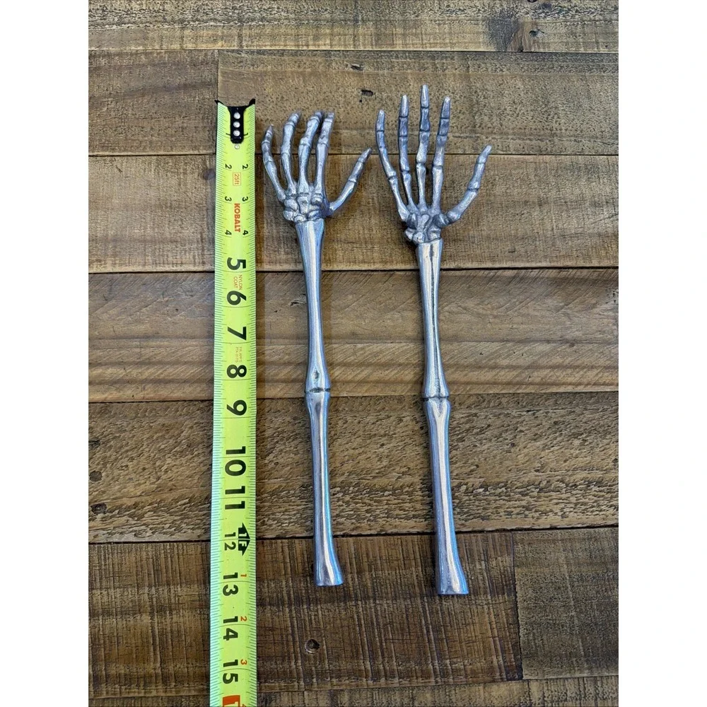 Pottery Barn Skeleton Hands Serving Set Halloween - Metal Salad Servers